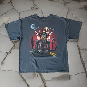 Vintage Johnny Biker Shirt 2XL Gray Y2K Motorcycle Art Punk Streetwear New York